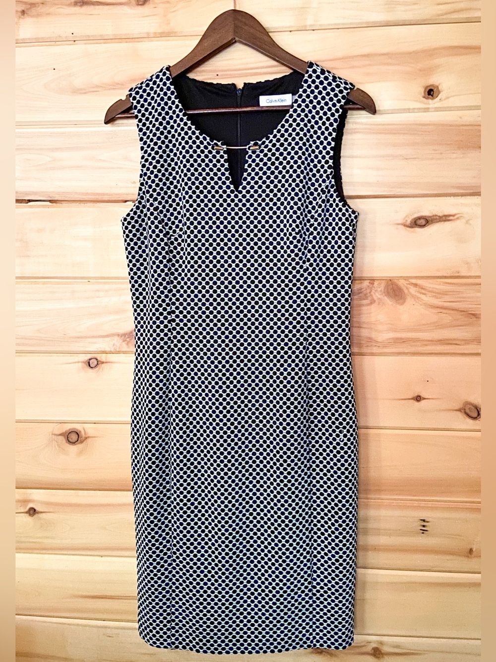 Calvin Klein Black & White Geometric Honeycomb Sheath Women’s Dress Size 8 EUC - Picture 3 of 17